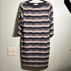 Dressbarn Black and Cream Long Sleeve Dress 14P